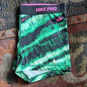 Nike Pro Green and Black Athletic Shorts